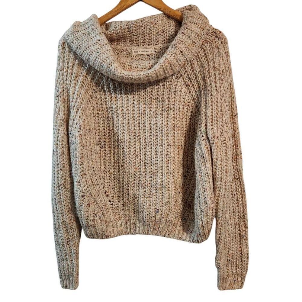 Moon & Madison multi color chenille cowl neck sweater boxy balloon small‎